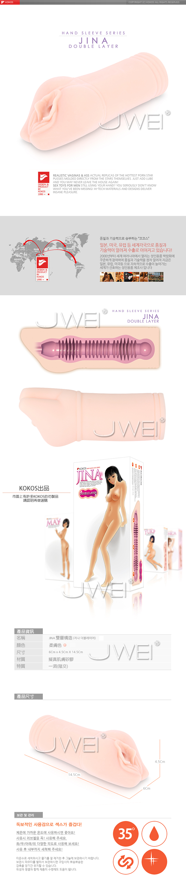 韓國KOKOS‧mini masturbator 雙層構造小型超擬真自慰器-Jina