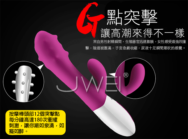 香港JOKO．WONDERFUL ASSAULT美味突擊 G點突擊凸點剌激充電式按摩棒(紫)