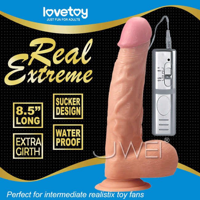 Lovetoy．real extreme系列-加長版三頻震動吸盤逼真按摩棒-8.5吋