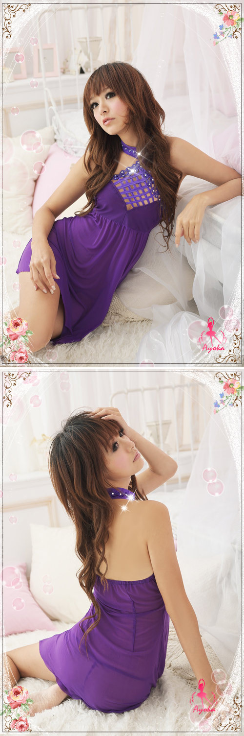 柔紗二件式性感睡衣#9167 ( 紫 )
