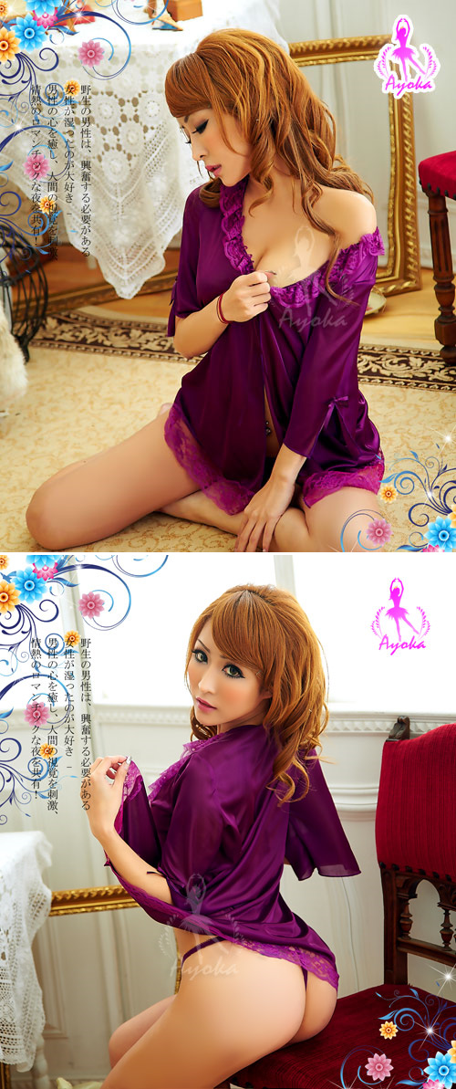 浪漫罩衫丁褲二件組#22186 (紫)