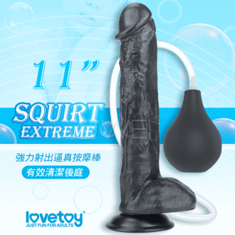 【Lovetoy原廠貨】Squirt Extreme Dildo 大容量強力射精吸盤式擬真老二按摩棒-11吋(黑色)